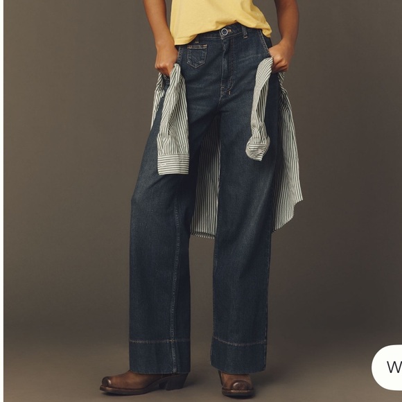 Pilcro Denim - Anthropologie Pilcro Gilligan High rise Blue Jeans NWT size 27 petite large cuff